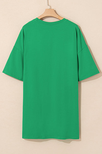 Bright Green Rhinestone Lucky Poker Cards Mini Dress T Shirt