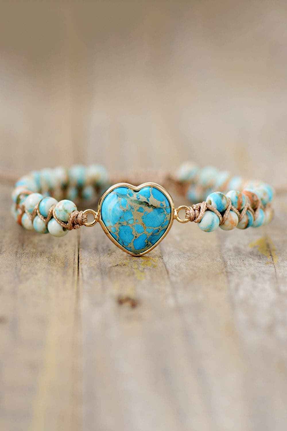 Handmade Heart Shape Natural Stone Bracelet.