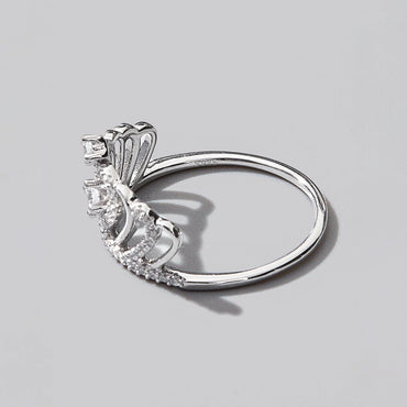 Crown Shape Zircon 925 Sterling Silver Ring.