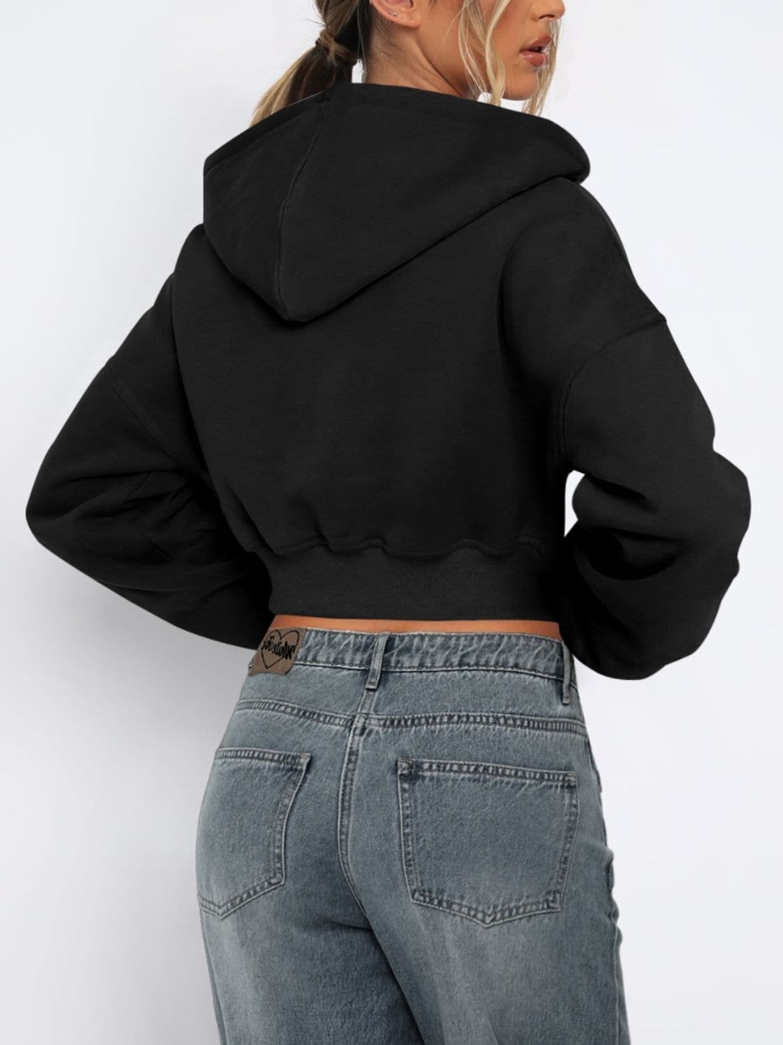 Cropped zip-up hoodie for women