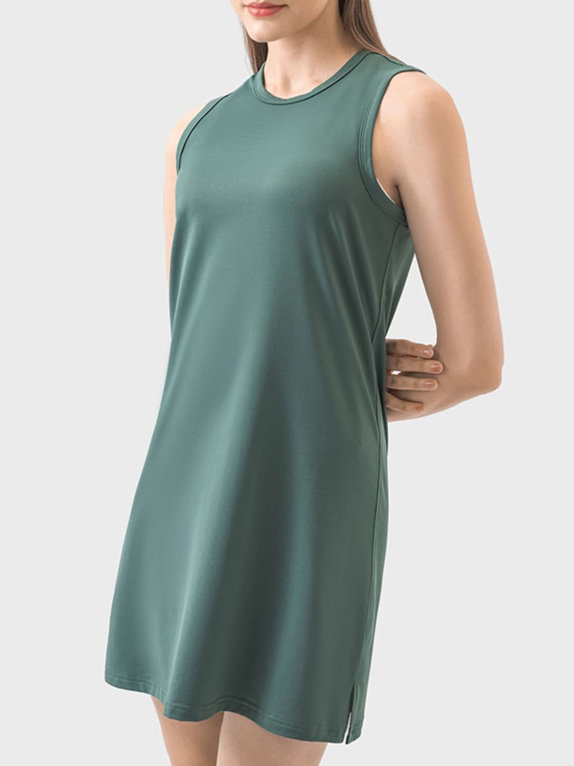 Round Neck Sleeveless Active Dress.