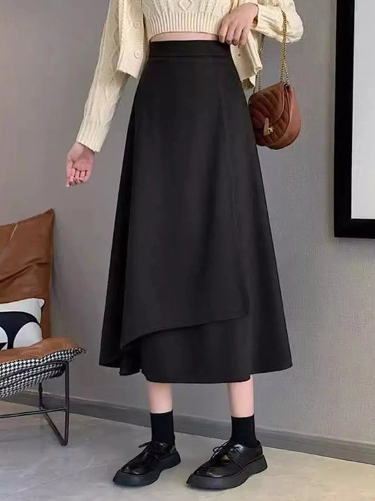Asymmetrical Hem A-Line Skirt Simply Love