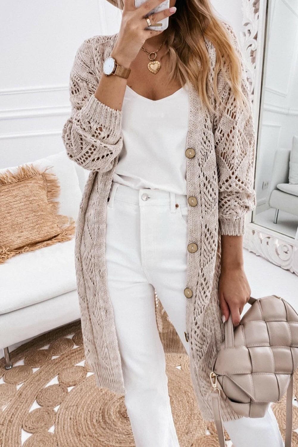 V-Neck Long Sleeve Cardigan.