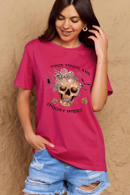 Thick thighs and spooky vibes graphic tee for casual comfort