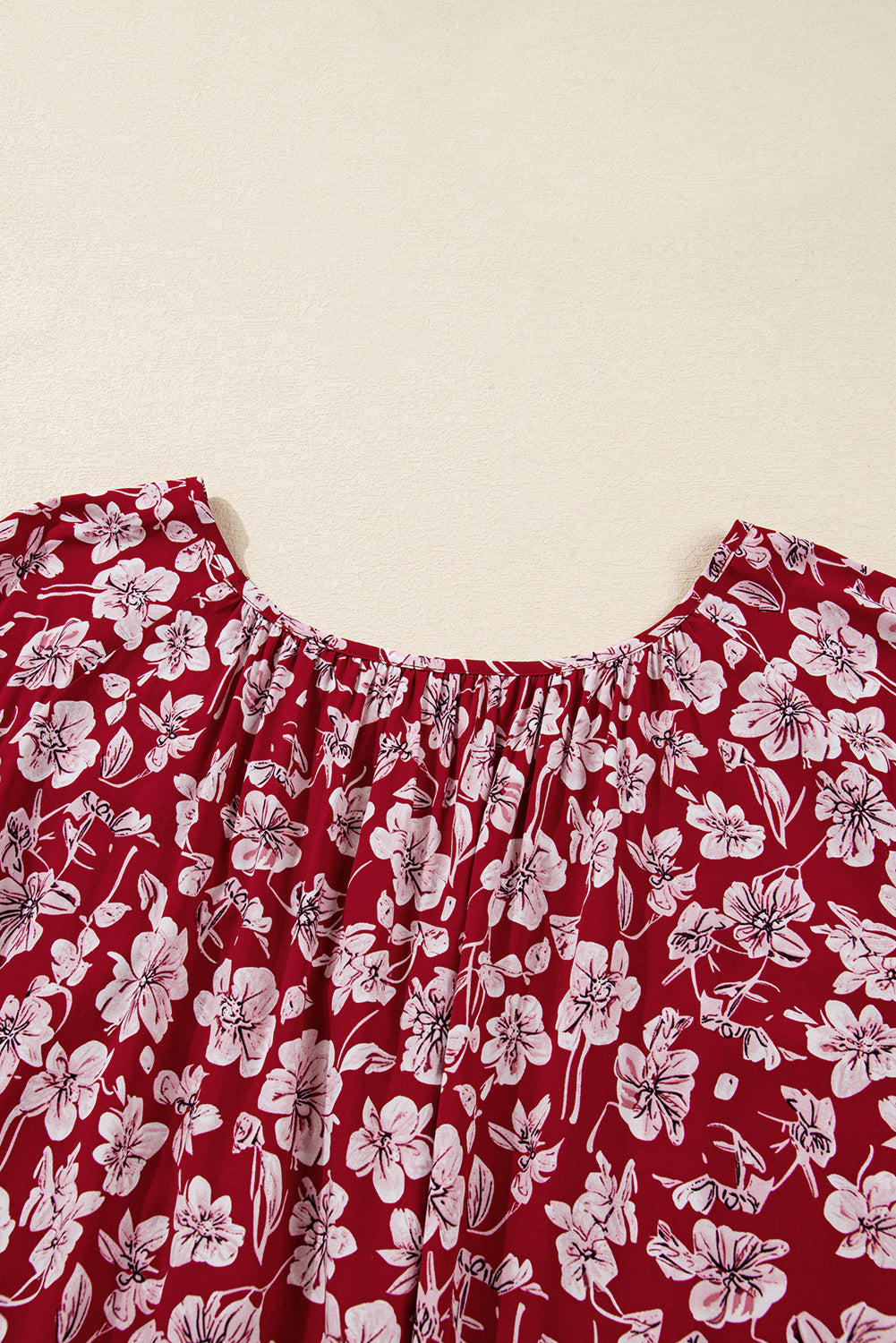 Purple Plus Size Floral Balloon Sleeve V Neck Relaxed Dress Dear-Lover Dropshipping