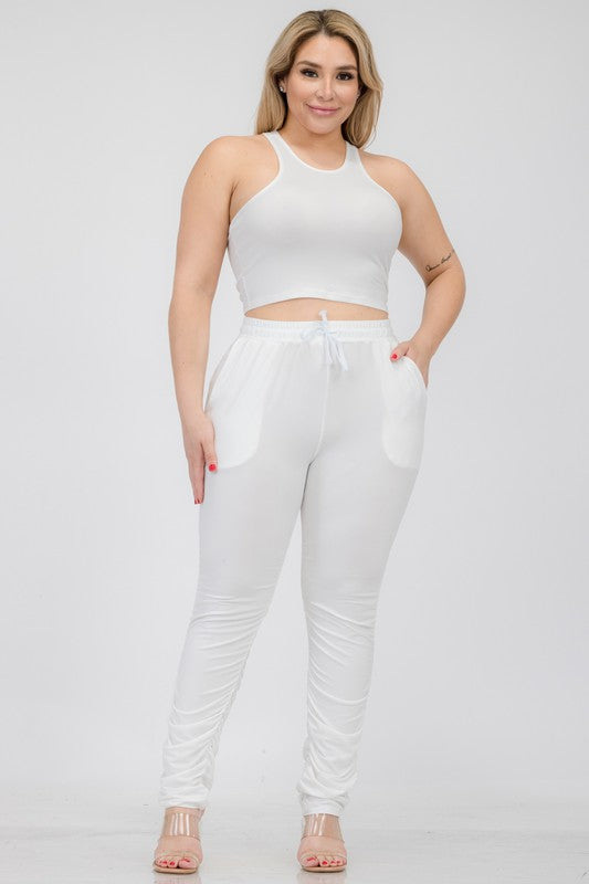 Plus Size Luxe Tank & Ruched Pants Set - Trendy, Comfy, Chic! Coco’s Tee Boutique