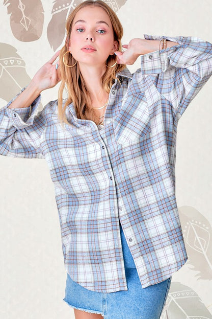 Plaid flannel shirt for women