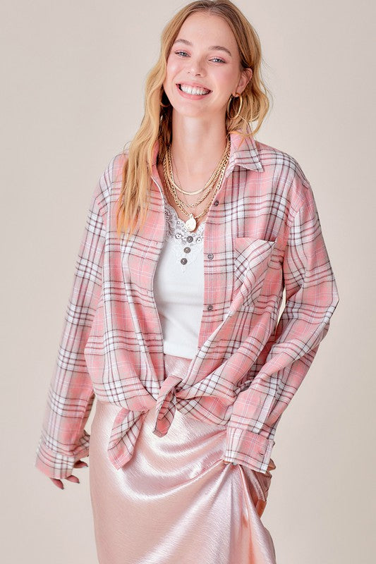 Plaid flannel shirt for women