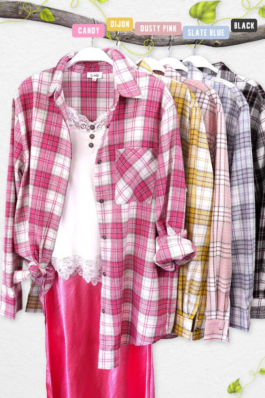 Plaid flannel shirt for women