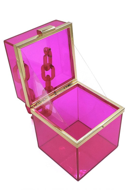 Acrylic Chain Handle See Thru Crossbody Clutch Coco’s Tee Boutique