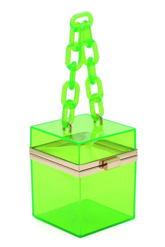 Acrylic Chain Handle See Thru Crossbody Clutch Coco’s Tee Boutique