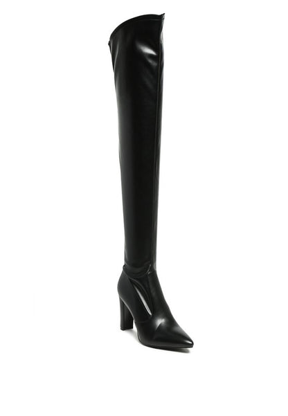 Stylish thigh-high patent boots