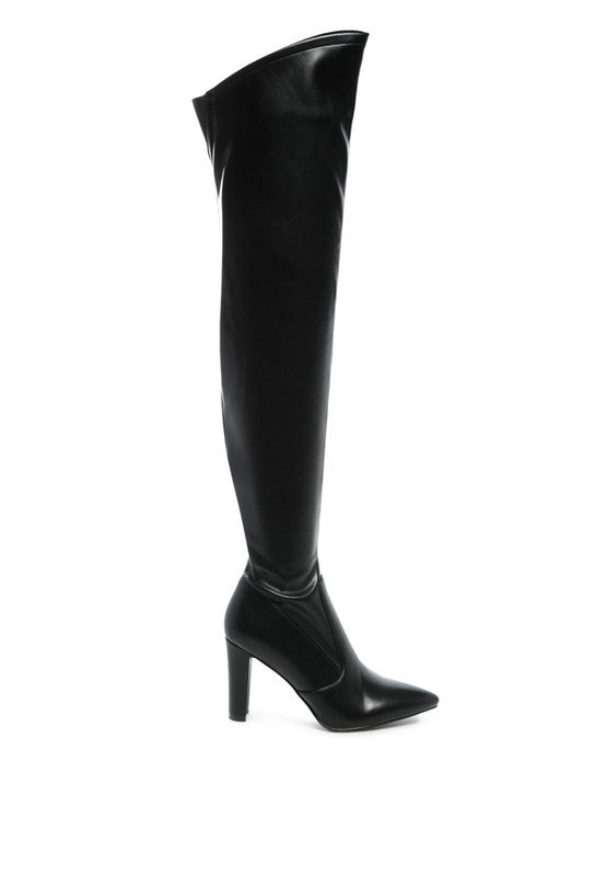 Stylish thigh-high patent boots