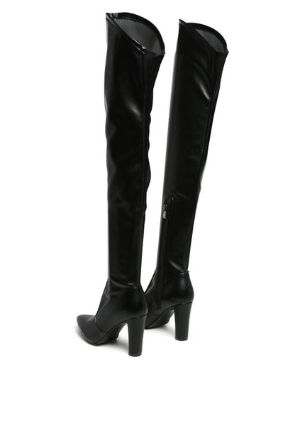 Stylish thigh-high patent boots