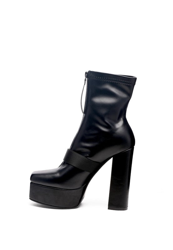 Stylish high block heel boots with buckle detail