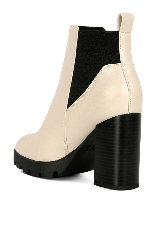 Chic dual-tone block heel boots