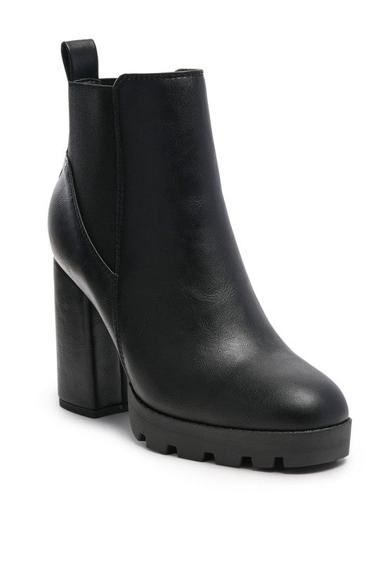 Chic dual-tone block heel boots