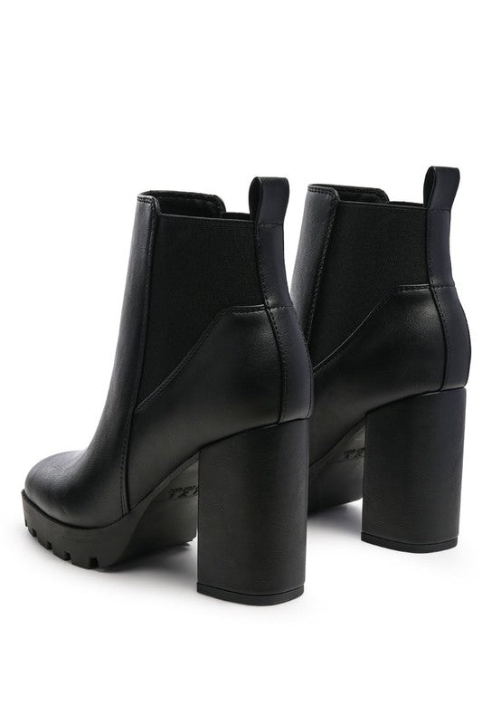 Chic dual-tone block heel boots