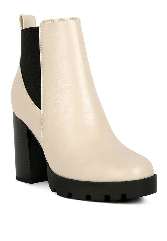 Stylish dual-tone Chelsea boots with block heels