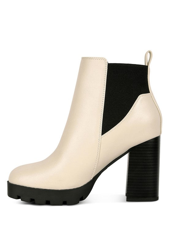 Chic dual-tone block heel boots