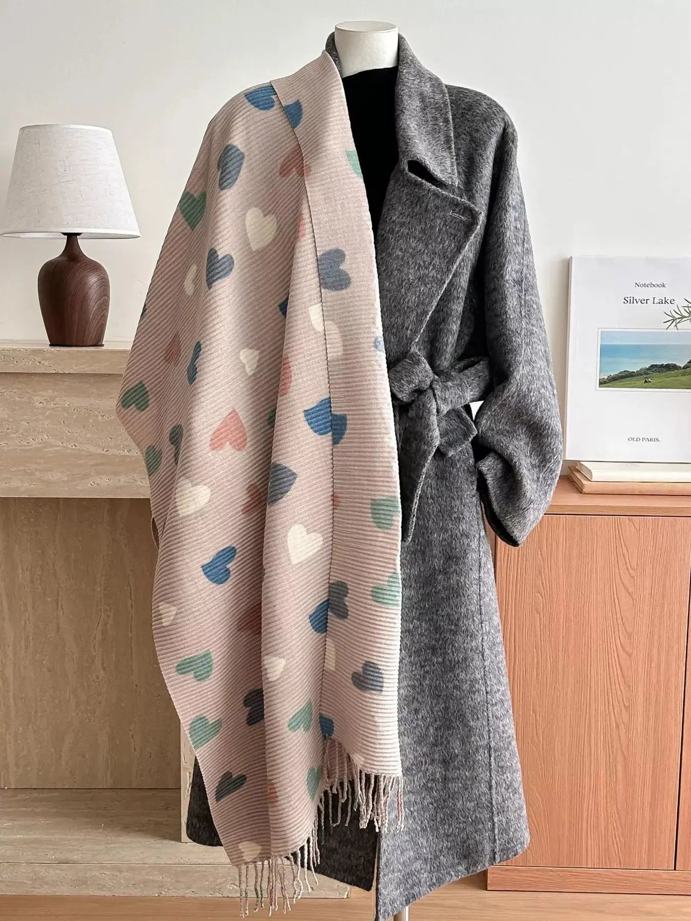 Heart Patterned Tassel Scarf Simply Love