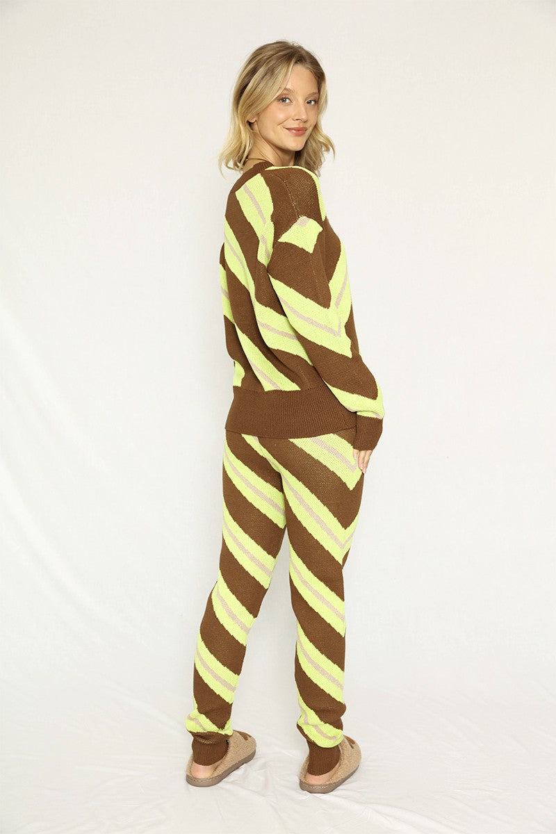 Striped Knit Sweater Set Miss Sparkling