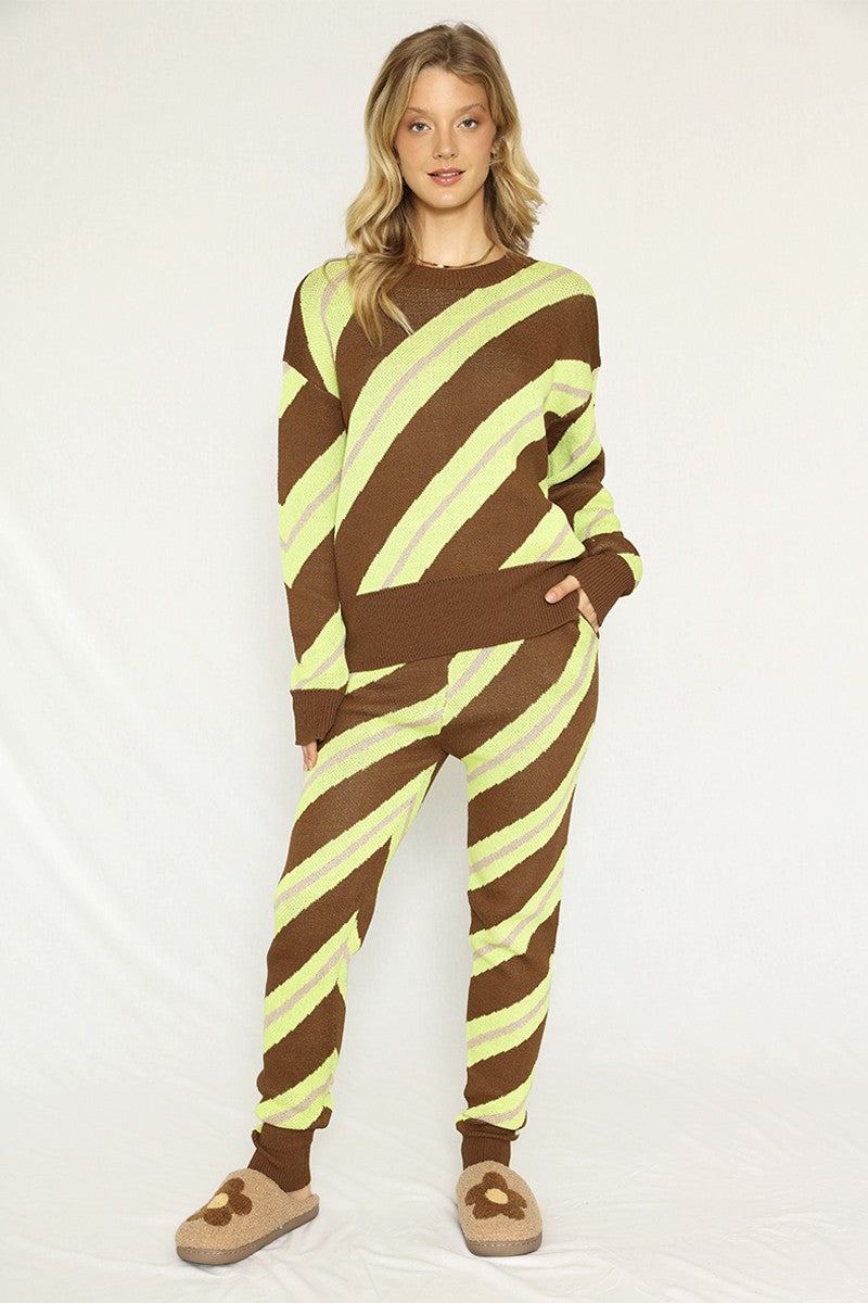 Striped Knit Sweater Set Miss Sparkling