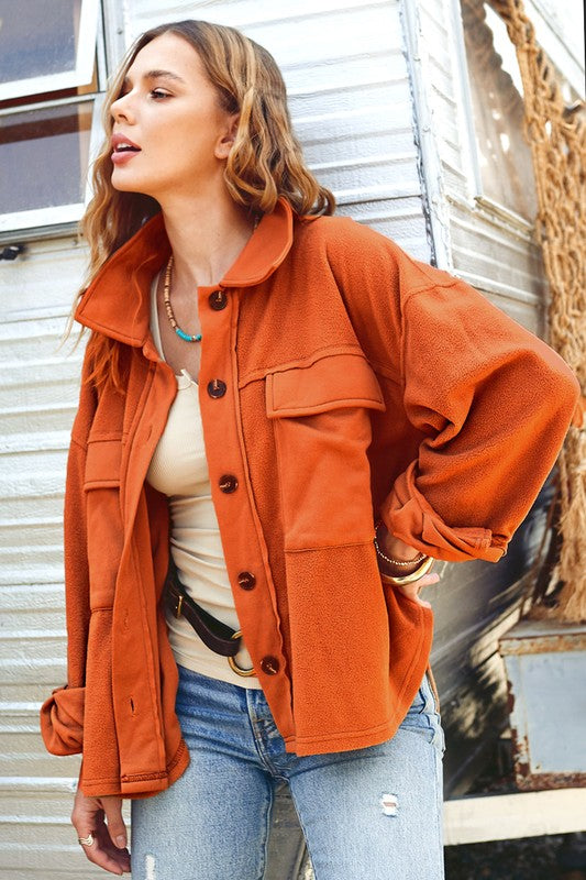 Effortless oversized button-up jacket