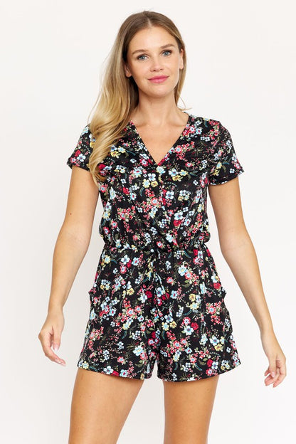 Floral Drawstring Romper - S to XL