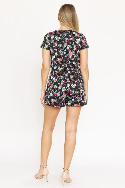 Floral Drawstring Romper - S to XL