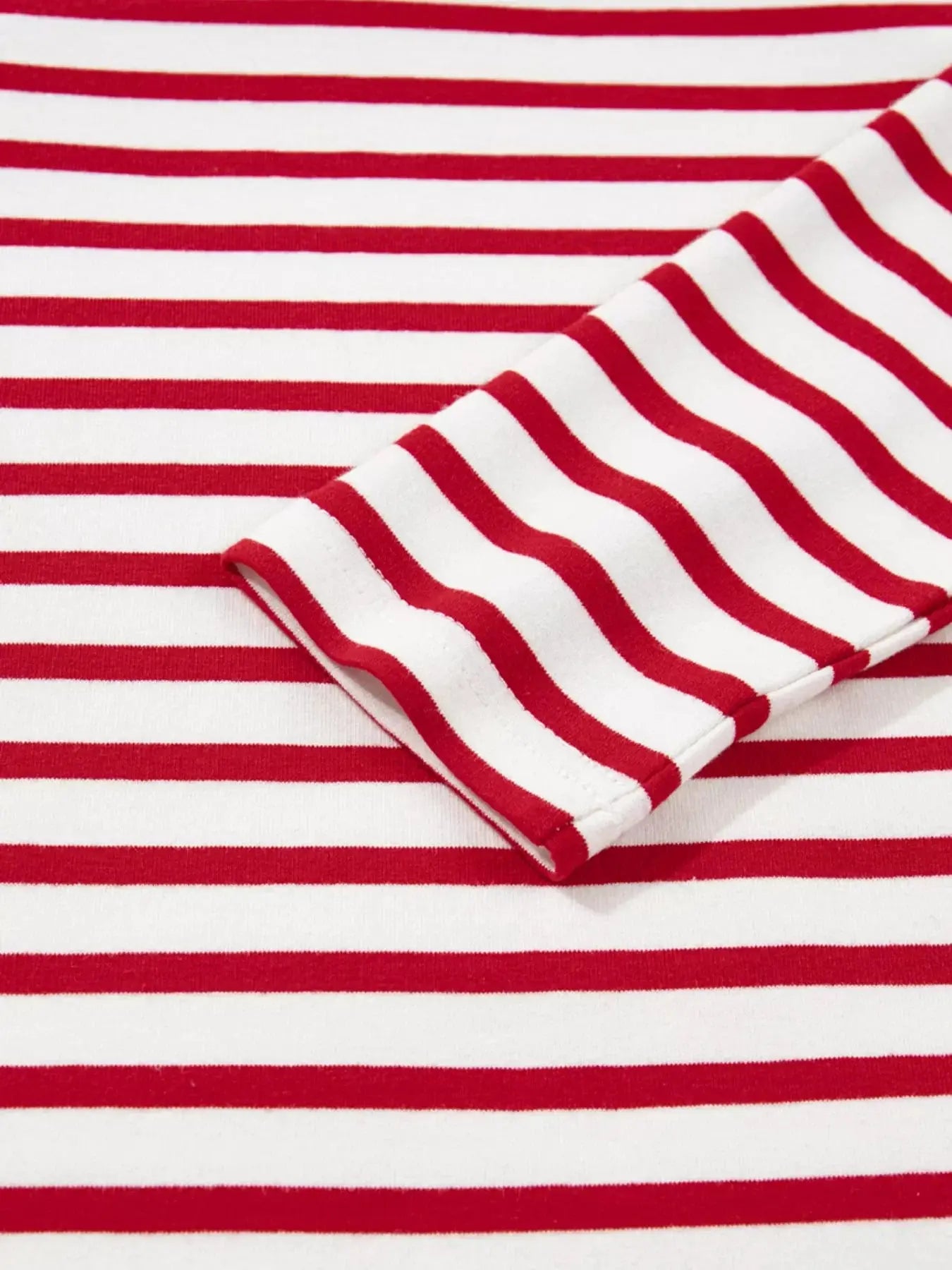Striped Round Neck Ruffle Trim Long Sleeve Top For Women Simply Love