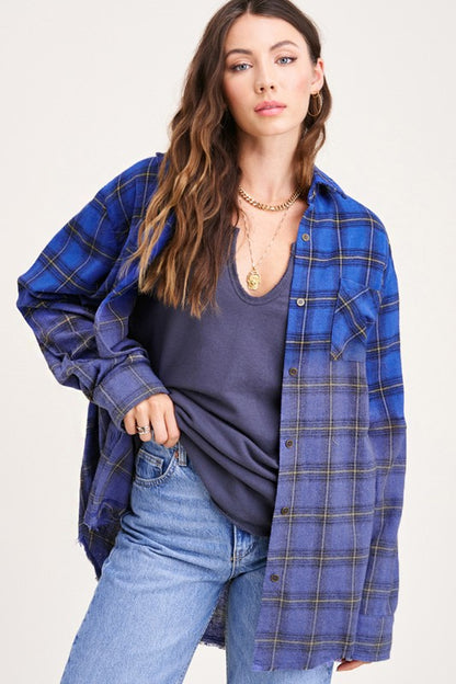 Vintage plaid long sleeve button-up shirt