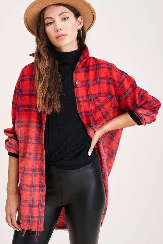 Vintage plaid long sleeve button-up shirt