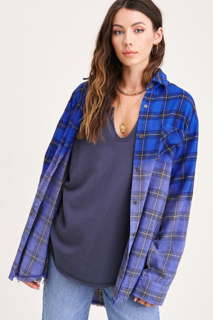 Vintage plaid long sleeve button-up shirt