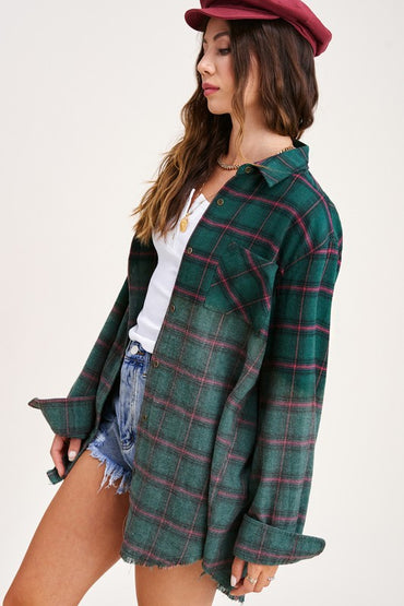 Vintage plaid long sleeve button-up shirt