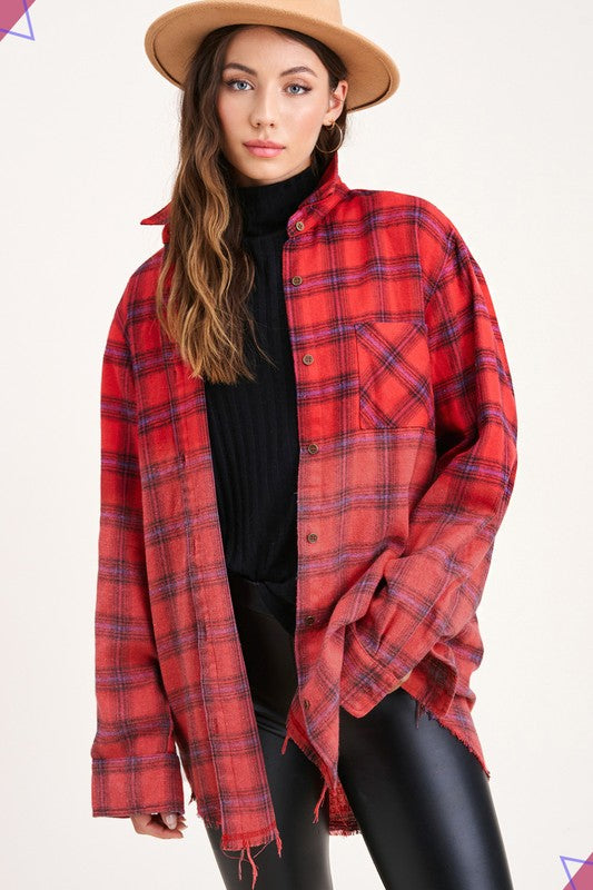 Vintage plaid long sleeve button-up shirt