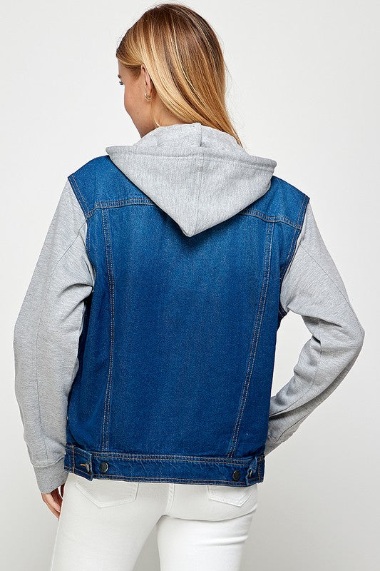 Women's Denim Jacket with Fleece Hood