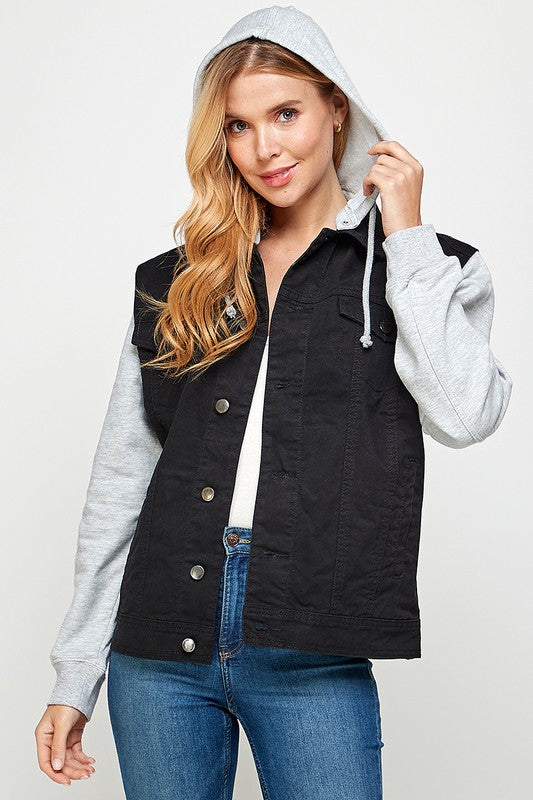 Women's Denim Jacket with Fleece Hood