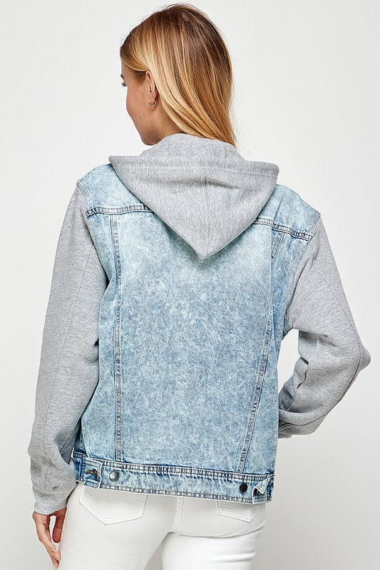 Women's Denim Jacket with Fleece Hood