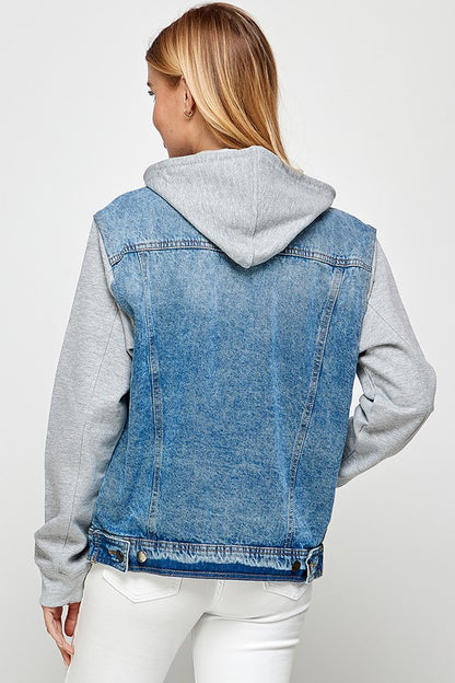 Women's Denim Jacket with Fleece Hood