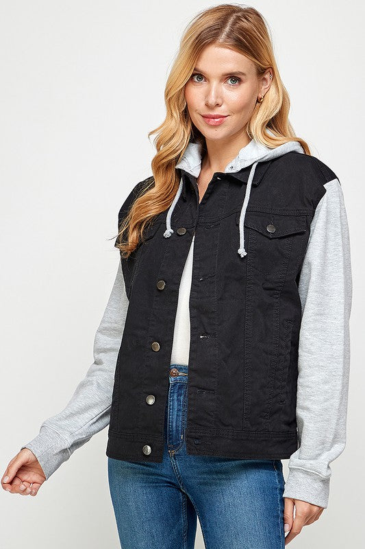 Women's Denim Jacket with Fleece Hood