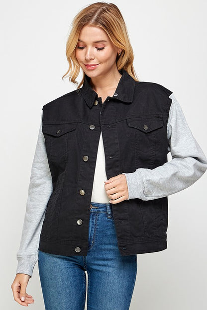 Women's Denim Jacket with Fleece Hood