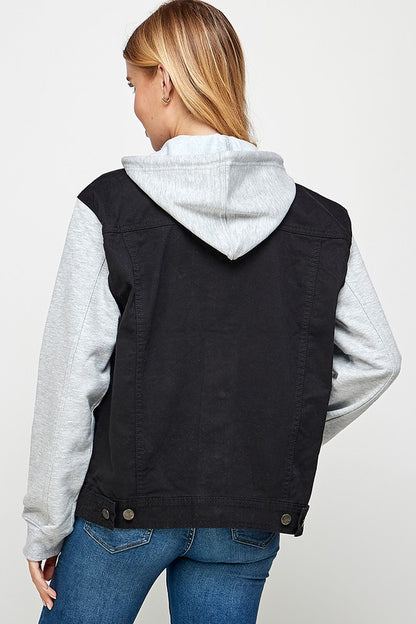 Women's Denim Jacket with Fleece Hood