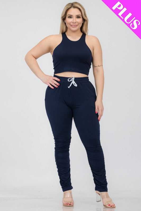 Plus Size Luxe Tank & Ruched Pants Set - Trendy, Comfy, Chic! Coco’s Tee Boutique