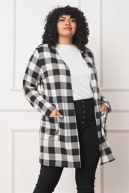 Buffalo plaid long open cardigan for effortless style