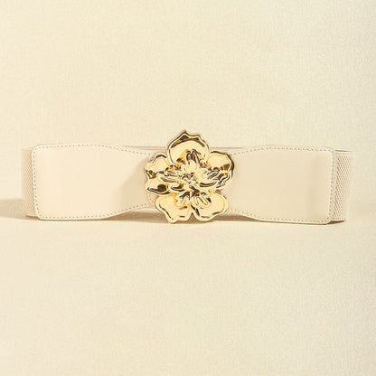 Flower Alloy Buckle Elastic Belt.