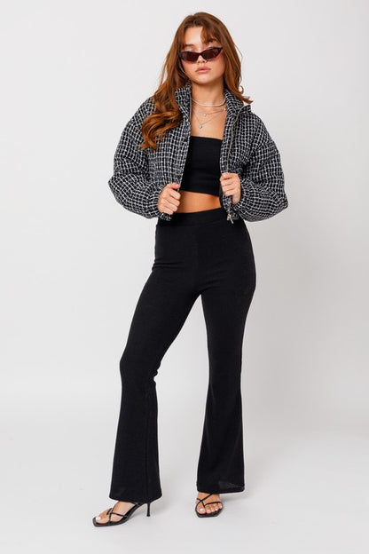 Tweed cropped puffer jacket