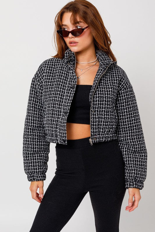 Tweed Crop Puffer Jacket Coco’s Tee Boutique