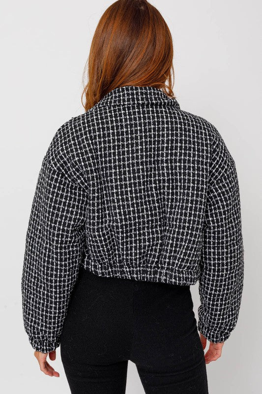 Tweed Crop Puffer Jacket Coco’s Tee Boutique