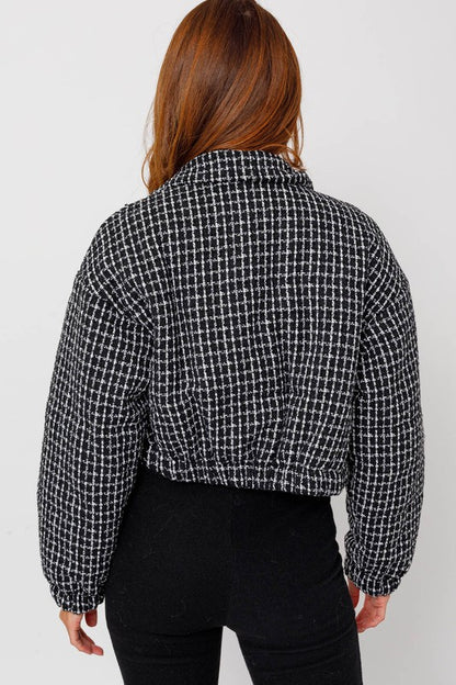 Tweed cropped puffer jacket